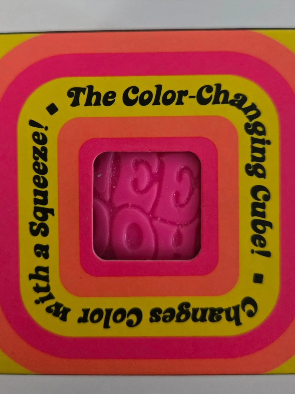 Color-Changing Pink Cube Stress Toy - Squeeze to Change Color